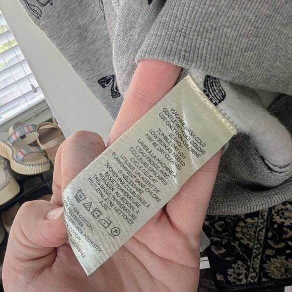 NWOT Maeve Anthropologie Gray Puff-Sleeve Bow Embroidered Sweatshirt - Size M - Picture 6 of 10